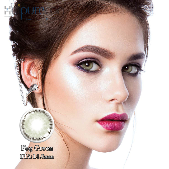 HaipureCon lenti a contatto a basso costo a buon mercato Fog Green 14,0 mm con potenza