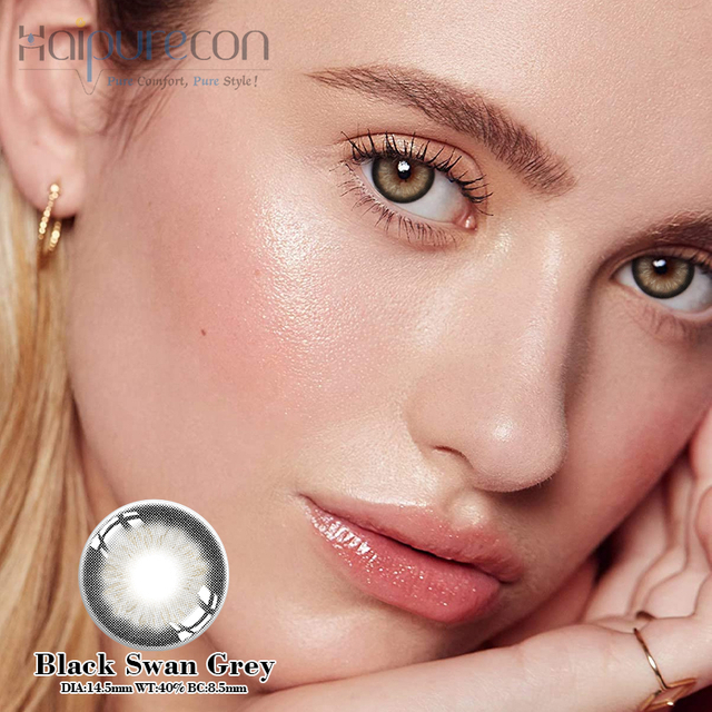 Haipurecon Black Swan Grey 14.5mm contact lens na may kapangyarihan