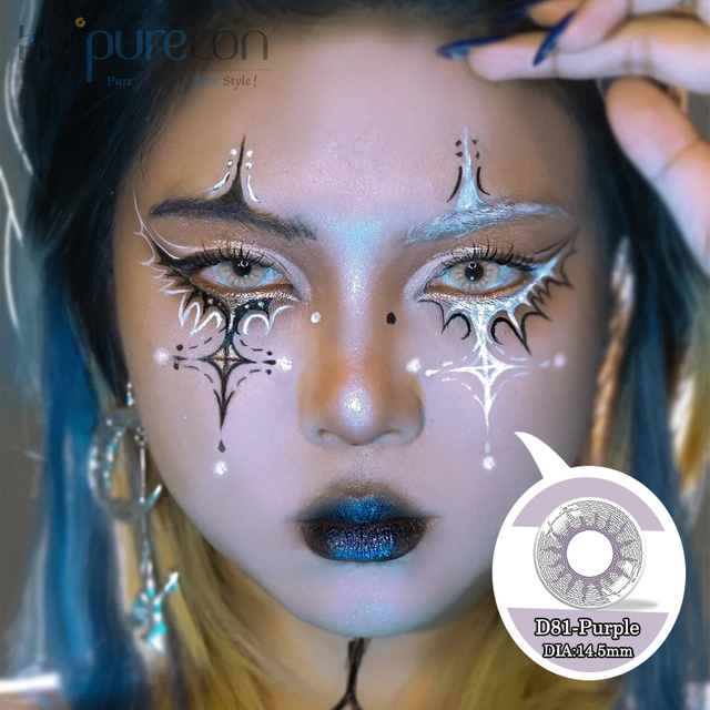 Haipurecon cosplay mawasiliano lensi d81 zambarau 14.5 mm