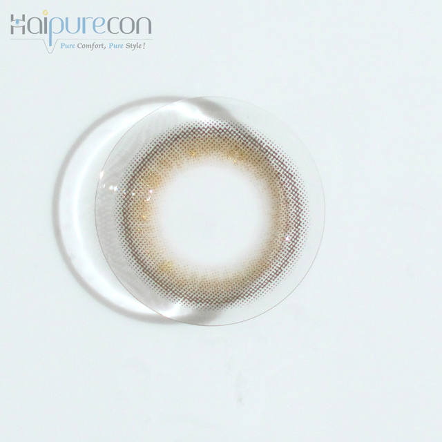 HaipureCon Culoare anuală lentile de contact cu lapte auriu pisică maro 14,2 mm