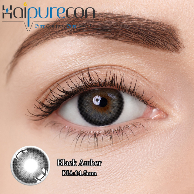 Haipurecon Swart Amber 14.5mm 40 Persent Waterinhoud 0.08mm Middeldikte Swart Jaarlikse weggooibare kontaklense