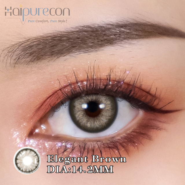 Haipurecon Lentile de contact maro elegante de 14,2 mm