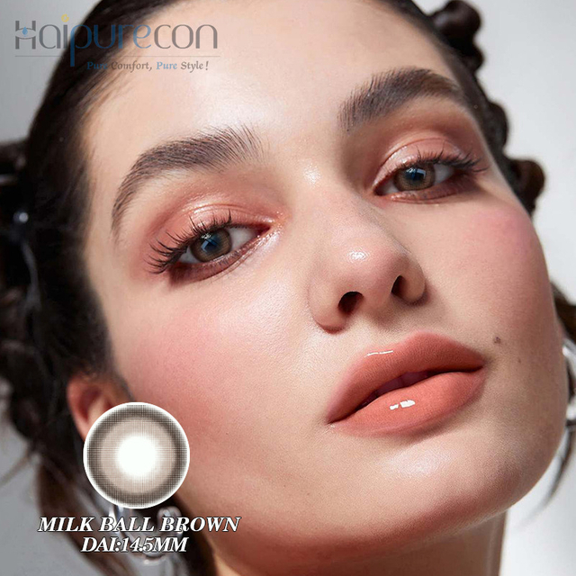 Натуральные коричневые контактные линзы для светлых глаз 