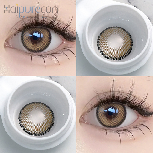 HaipureCon Color Contact Lenses uva 4 tono marrone 14,2 mm