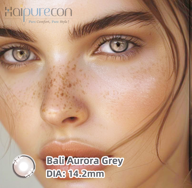 Haipurecon Bali Aurora Grey 14.2mm 전원이있는 콘택트 렌즈