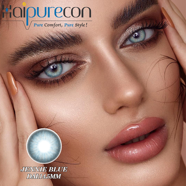 Haipurecon Jennie Blue 14.5mm Y&uuml;zde 40 Su İ&ccedil;erikli Yıllık Kontakt Lensler