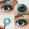 Haipurecon Peach Nectar Blue 14.5มม.ปริมาณน้ำ40เปอร์เซ็นต์คอนแทคเลนส์สีน้ำเงินสำหรับผมบลอนด์พร้อมUV Blocking