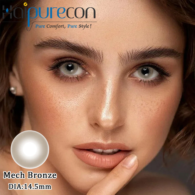 Haipurecon Mech Bronze 14,5 mm weiche Jahreskontaktlinsen mit Sehst&auml;rke und 40 % Wassergehalt