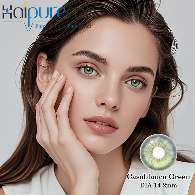 Модные зеленые контактные линзы диаметром 14,2 мм для карих глаз