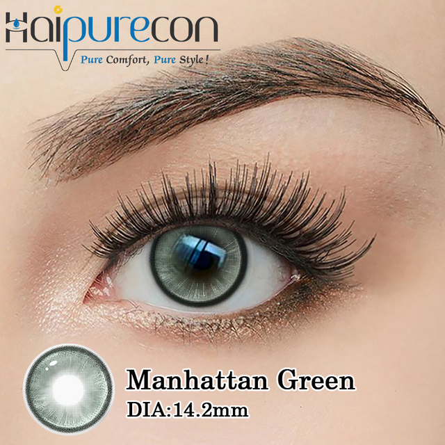 Lentes de contacto anuales Haipurecon Manhattan Green de 14,2 mm: frescura urbana y definici&oacute;n natural
