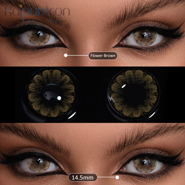 HaipureCon Color Contact Läätsed lillepruun 14,5 mm