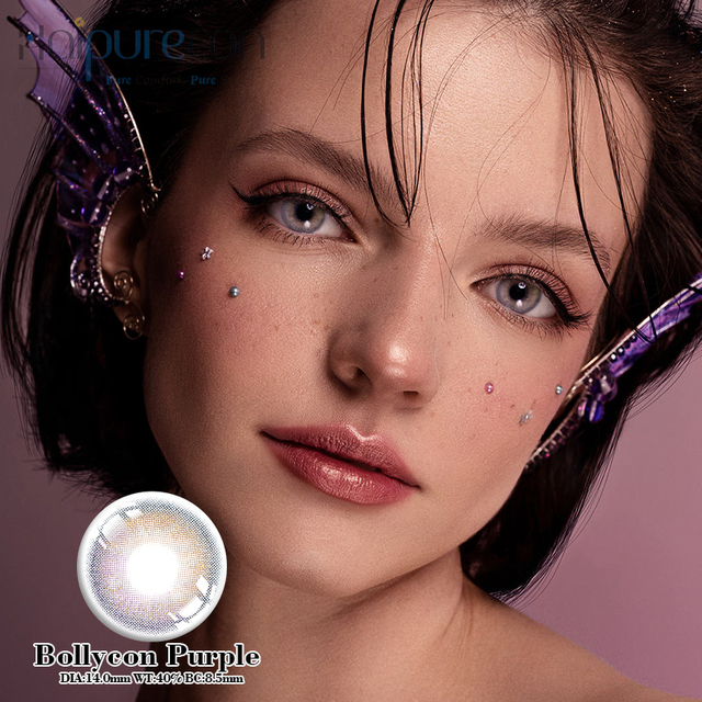 คอนแทคเลนส์ Haipurecon Glitter Bollycon สีม่วง 14.0 มม. พร้อมพลังงาน