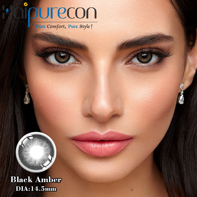 Haipurecon Swart Amber 14.5mm 40 Persent Waterinhoud 0.08mm Middeldikte Swart Jaarlikse weggooibare kontaklense