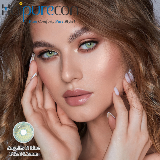 Haipurecon Angeles N Blue 14.2mm 0.08mm အထူ နှစ်အလိုက် တစ်ခါသုံး မျက်ကပ်မှန်