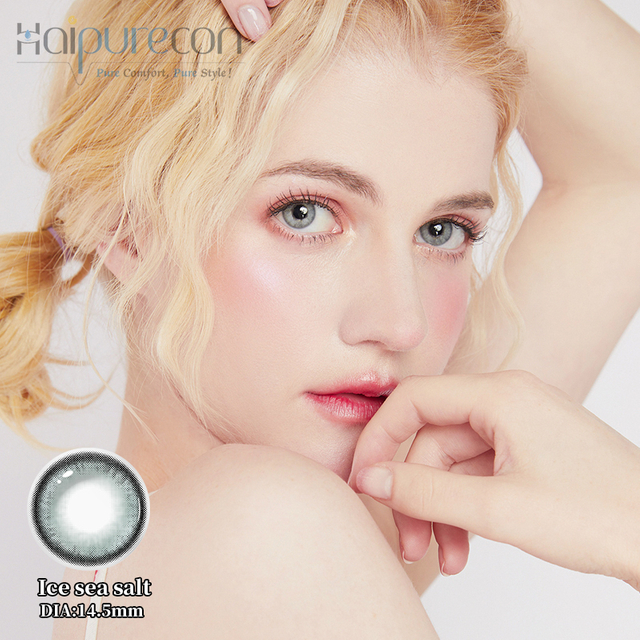 Haipurecon 14.5mm lensa kontak berwarna biru dengan prescrition