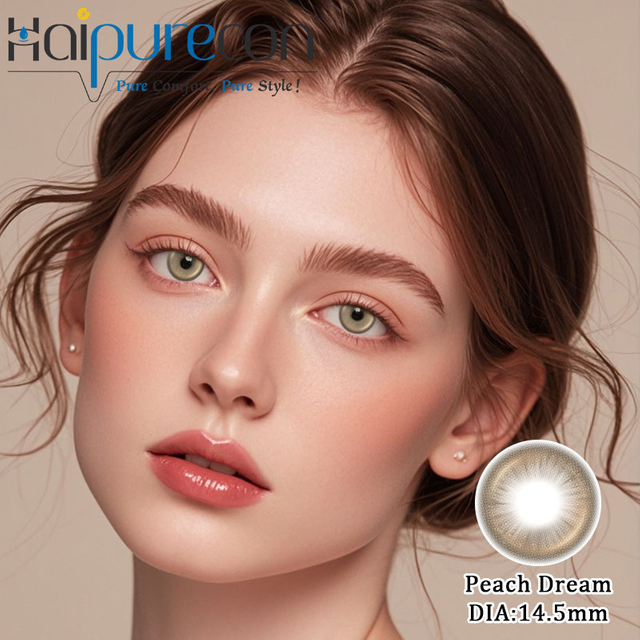 عدسات لاصقة ملونة سنوية مقاس 14.5 ملم من بيتش دريم براون، معتمدة من CE وISO