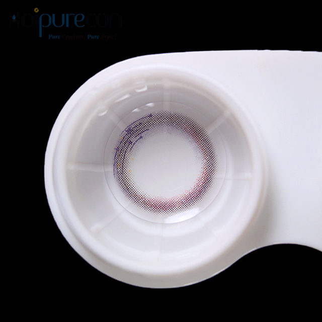 Haipurecon Color Contins Lenses Stars Purple مع Power 14.2mm