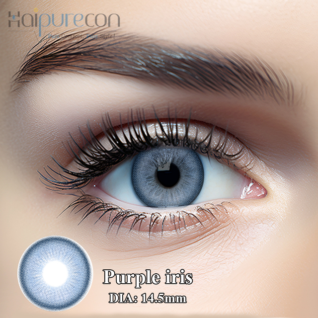 Haipurecon New Color Purple Iris 14,5 mm Kontaktlinse mit St&auml;rke 