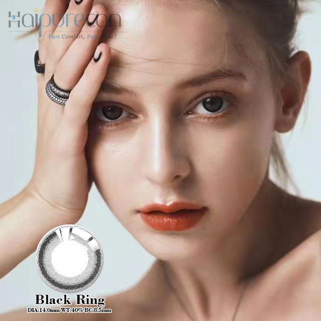 Čierne kontaktn&eacute; šošovky Haipurecon Ring 14,0 mm s nap&aacute;jan&iacute;m