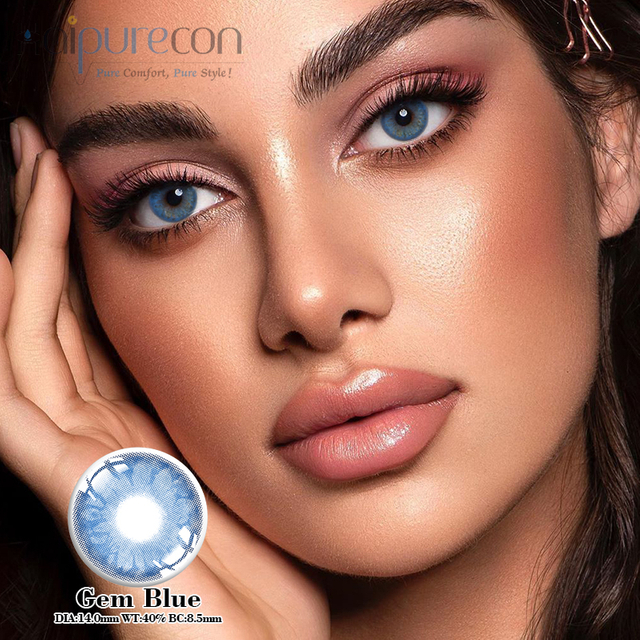 Lensa kontak Haipurecon Gem Blue 14.0mm dengan daya