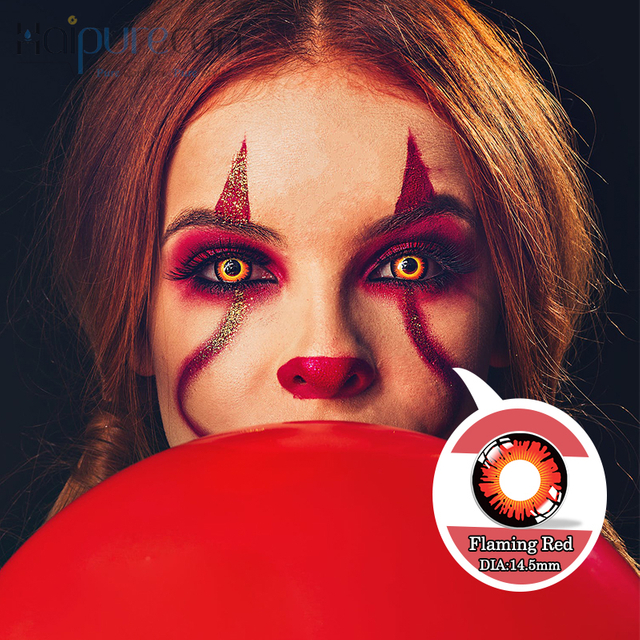 Haipurecon Flaming czerwony 14,5 mm soczewki kontaktowe dla cosplay
