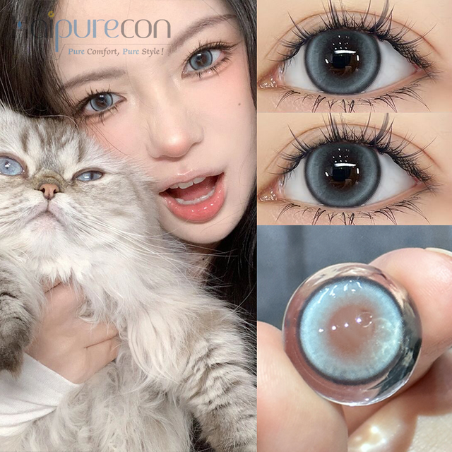 Haipurecon 14.5mm lensa kontak berwarna biru dengan prescrition