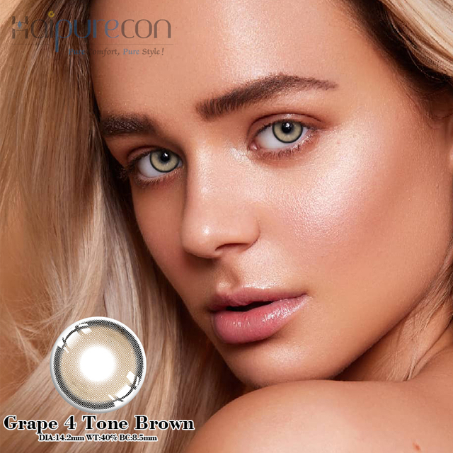 HaipureCon Color Contact Lenses uva 4 tono marrone 14,2 mm