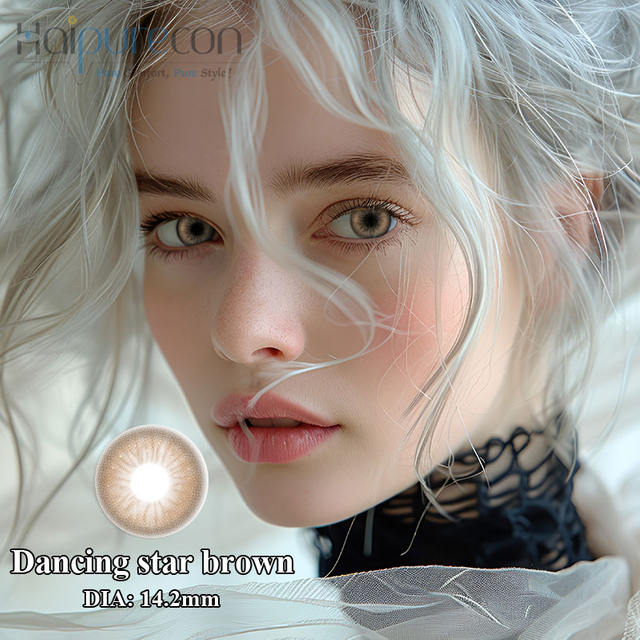 Bintang dansa Haipurecon Brown 14.2mm Lensa kontak dengan daya