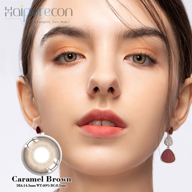 HaipureCon Color Contact Läätsed karamellpruun 14,5 mm
