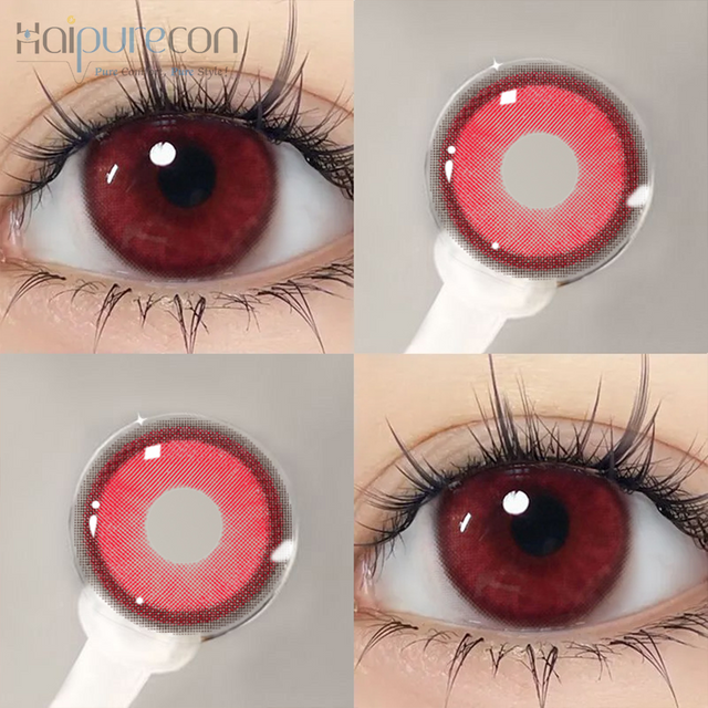 Haipurecon Cosplay Warna Lensa Kontak Annabel Red 14.2mm dengan Power 