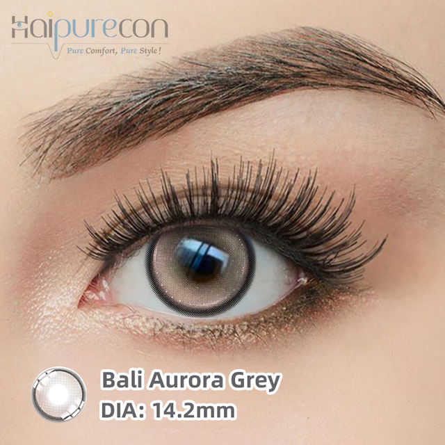 Haipurecon Bali Aurora Grey 14.2mm 전원이있는 콘택트 렌즈