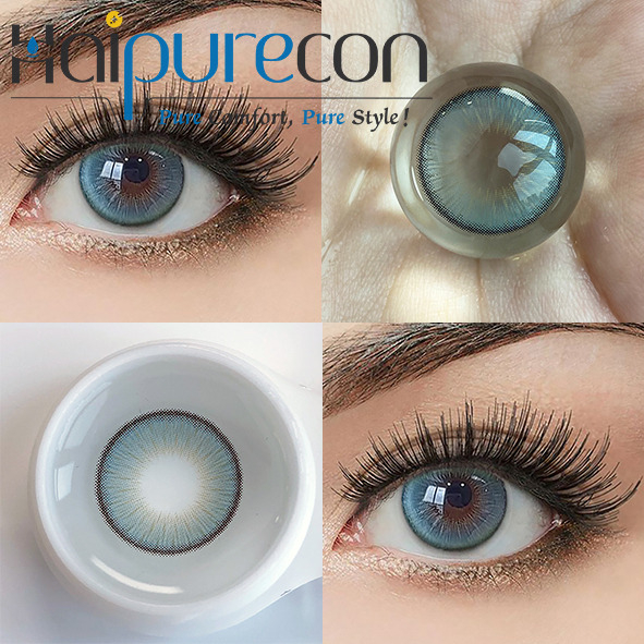 Haipurecon Graperry Blue 14,5mm K&iacute;nh &aacute;p tr&ograve;ng d&ugrave;ng một lần h&agrave;ng năm cho mắt s&aacute;ng M&agrave;u xanh d&agrave;y 0,08mm