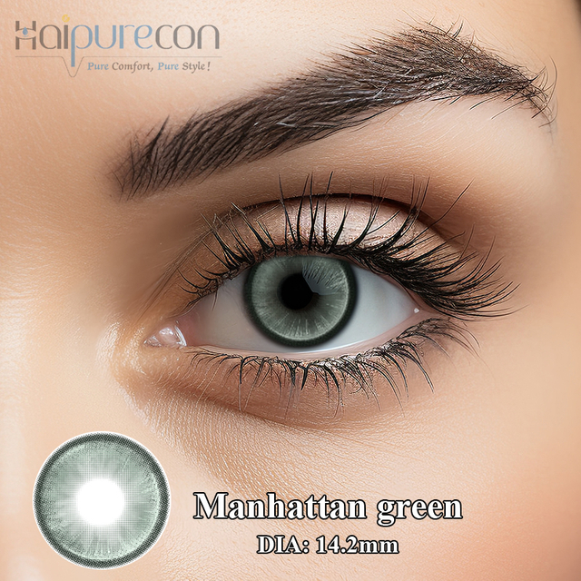 Soczewka kontaktowa Haipurecon Manhattan Green 14,2 mm z mocą