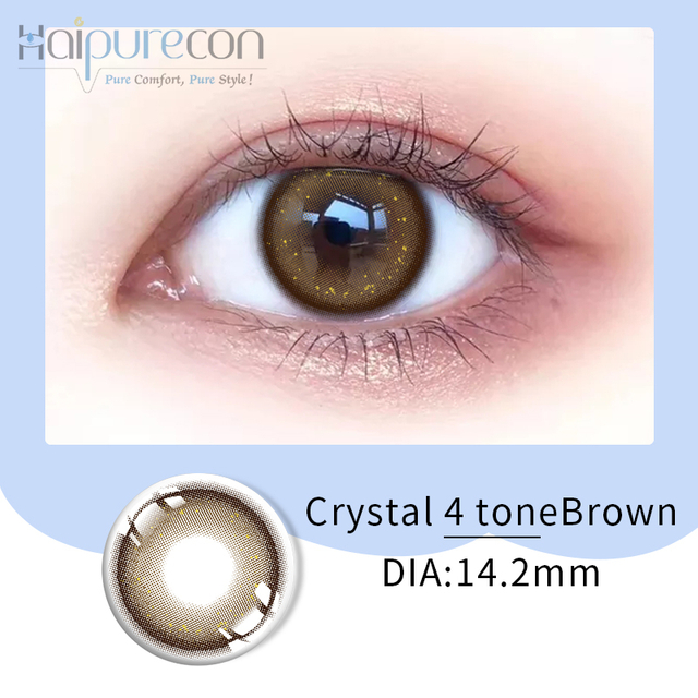 Haipurecon kristal 4 nada coklat 14.2mm lensa kontak
