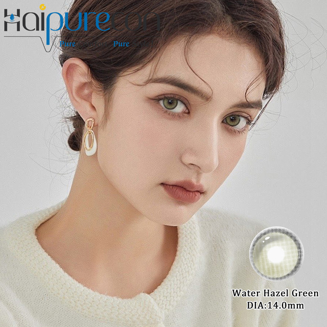 Haipurecon Water Hazel Green Color Contact Lenses 14.0mm သဘာဝ နှစ်အလိုက် အလှအပ မှန်ဘီလူး 40% Water Content CE ISO Certified