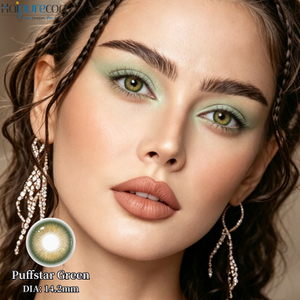 Haipurecon Puffstar Verde 14,2mm Lentes de contato com brilho natural 8,6mm BC 40% &Aacute;gua Anual CE ISO Fresh Eye Beauty Factory